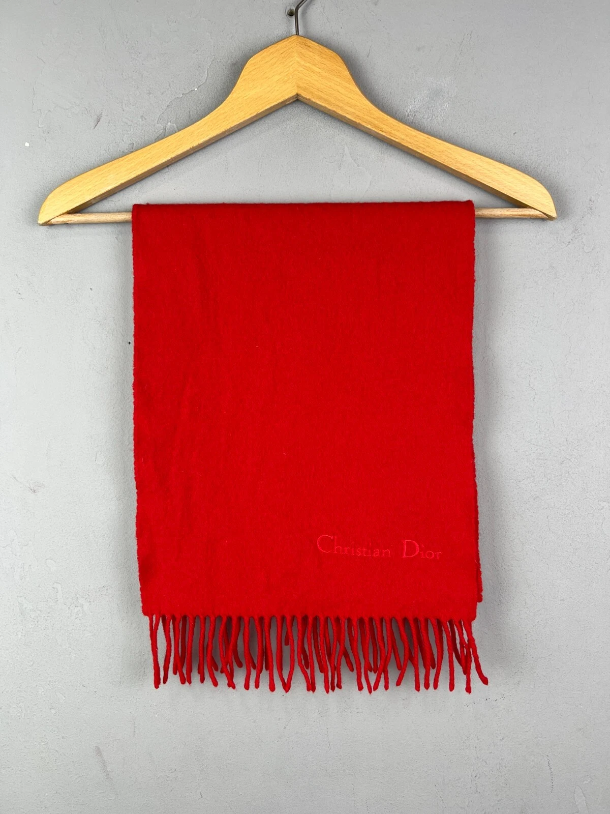 Foulard Christian Dior rouge en laine d'agneau