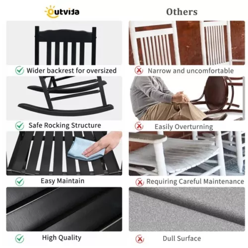High Quality Square Wooden Rocking Chair Black 68.5*86*115CM - Picture 13 of 13