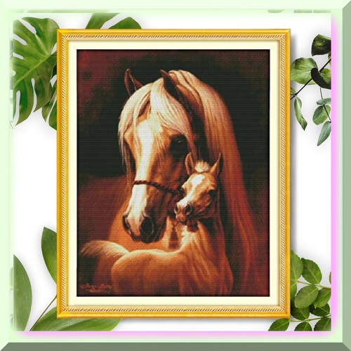 Horse Love Cross-Stitch Kit: Beginner's Needlework Set with 14 CT Stamped Suppli - Bild 2 von 7