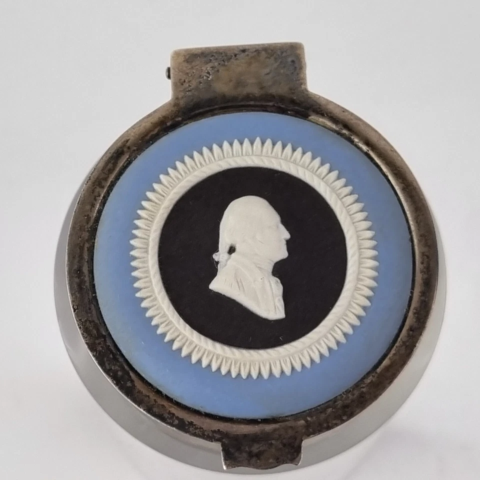 Caja baratija de plata bicentenario de la independencia americana camafeo retrato de madera de cuña Foto 2 de 4