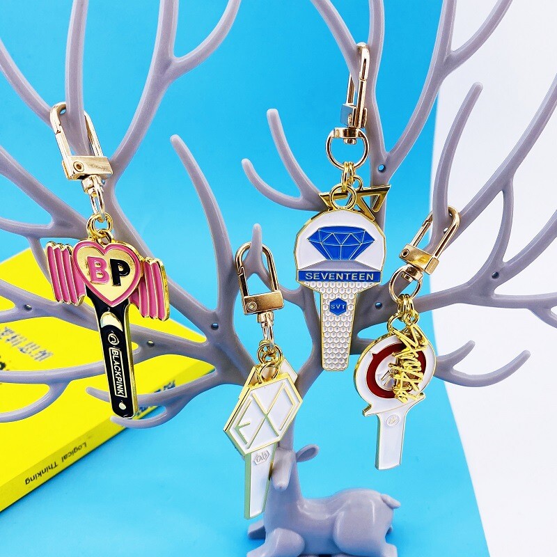 Kpop BP Bpink NCT EXO Lightstick Metal Key Chain Cute Keyring Bag