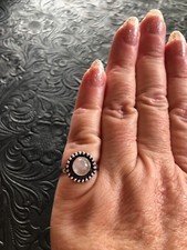 Pink Rose Quartz Flower Ring Size 6.5, Artisan Handcrafted