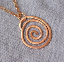1 Pc Pure Copper Healing Spiral Pendant Locket, Jewelry, Spiritual Kriya