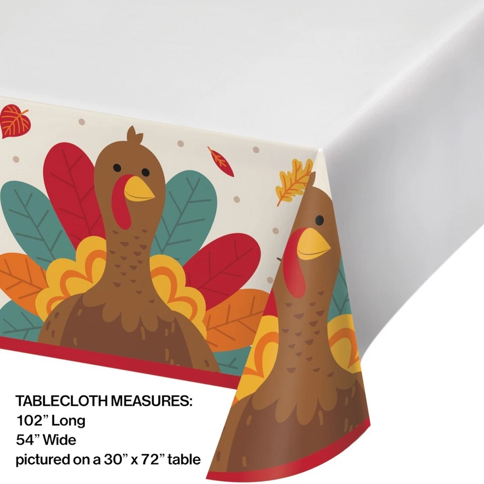 Tom Turkey Paper Tablecloth 54" x 102" Thanksgiving Tableware Supplies 3 Pack - Image 2 of 2