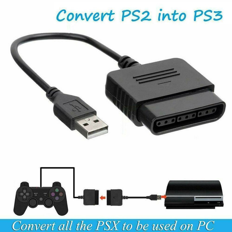 PS2 to USB PC PS3 Controller Adapters Converter Black for PlayStation 2 ...