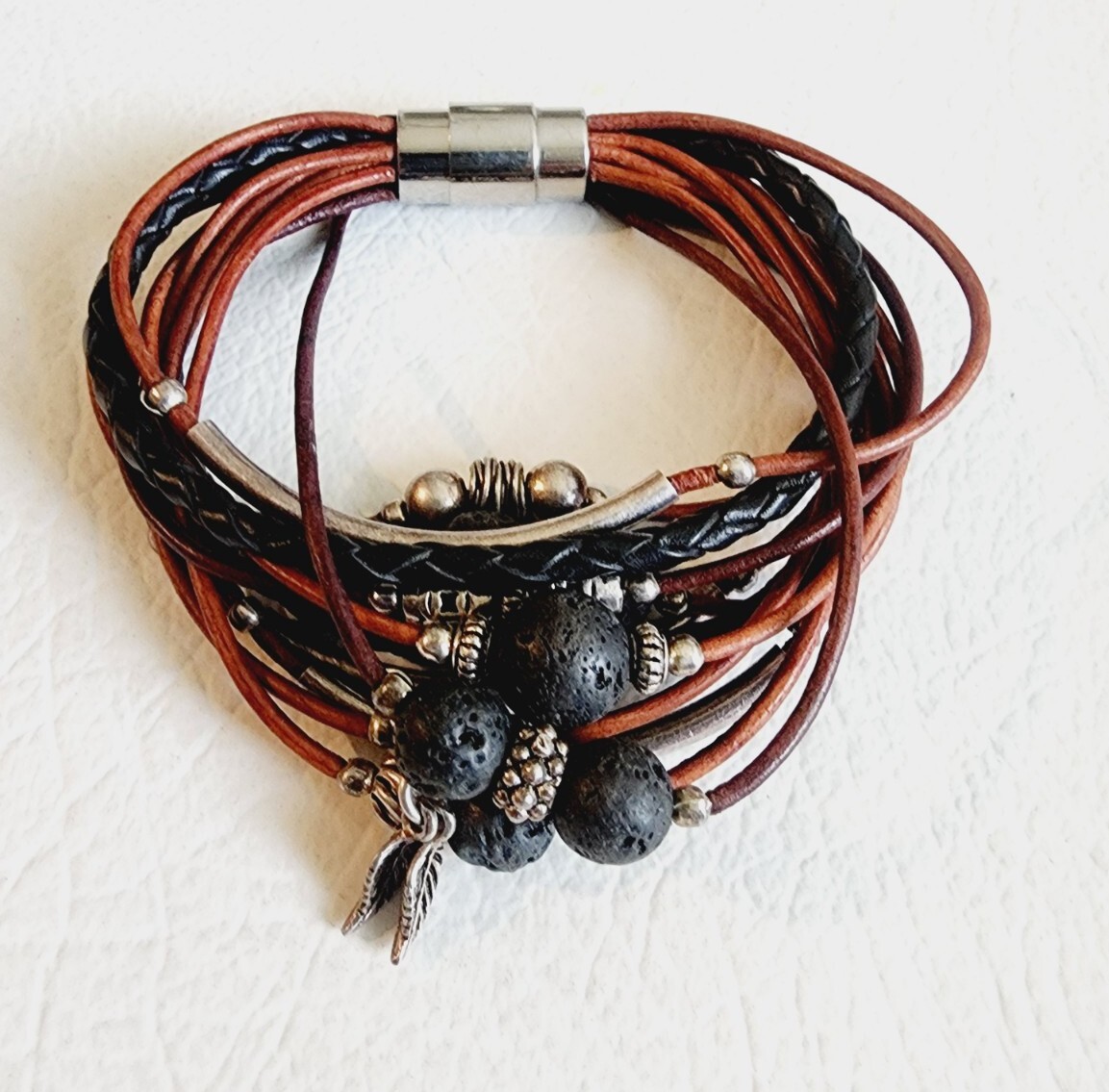 Modern Multi String Sterling Vulcanic Stone Balls… - image 2