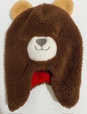 TODDLER, FAUX FUR POLYESTER HAT WITH EARS AND BEAR FACE.