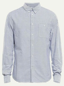 Nn07 Men New Derek 5677 Long Sleeve Shirt Pocket Oxford Cotton Check White L Ebay