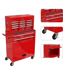 Detachable Rolling Tool Chest Cabinet with Wheels 8 Drawers Tool Storage Cabinet