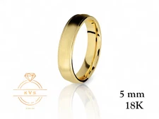 18K Yellow Gold Milgrain Edge 5mm Wedding Band Ring - Comfort Fit Matte Brushed