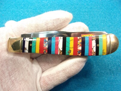 STUNNING MINT COND ''STEEL WARRIOR'' 2 BLADE POCKET KNIFE & BOX:  COLORED HANDLES