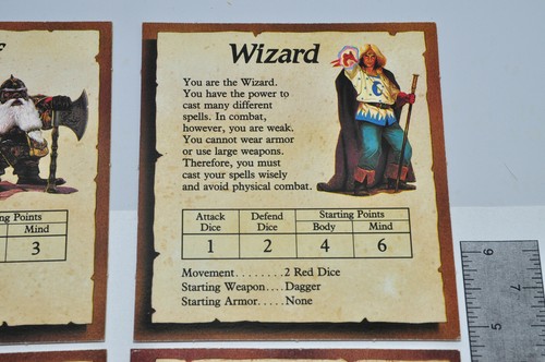 4x Carte Eroe per Hero Quest Milton Bradley 1990 RPG 4101 - Foto 3 di 6