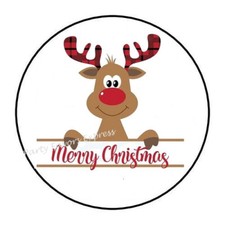 30 MERRY CHRISTMAS REINDEER ENVELOPE SEALS LABELS PARTY FAVORS STICKERS 1.5"