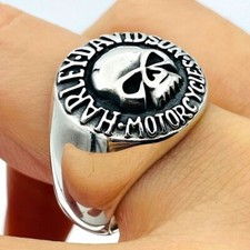 Mens Skull Model Harley Davidson 925 Sterling Silver Ring Handmade Jewelry