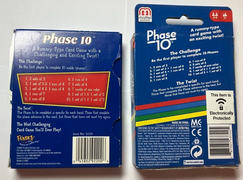 Phase 10 Vintage 2002 Fundex & Mattel 2019 Rummy Card Game with a Twist - both! - Image 2 of 4