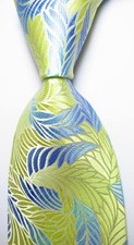 New Classic Floral Yellow Blue JACQUARD WOVEN 100 Silk Men's Tie Necktie