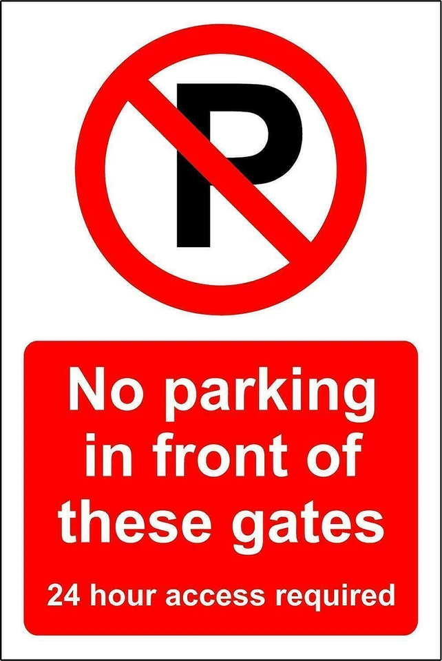 DEVON MADE Warning No parking in front of these gates 24 hour access metal park safety sign