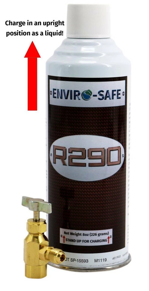 ENVIRO-SAFE REFRIGERANTS, INC. R290 Refrigerant (UPRIGHT CAN!) 1 can & Top Tap Kit #8011