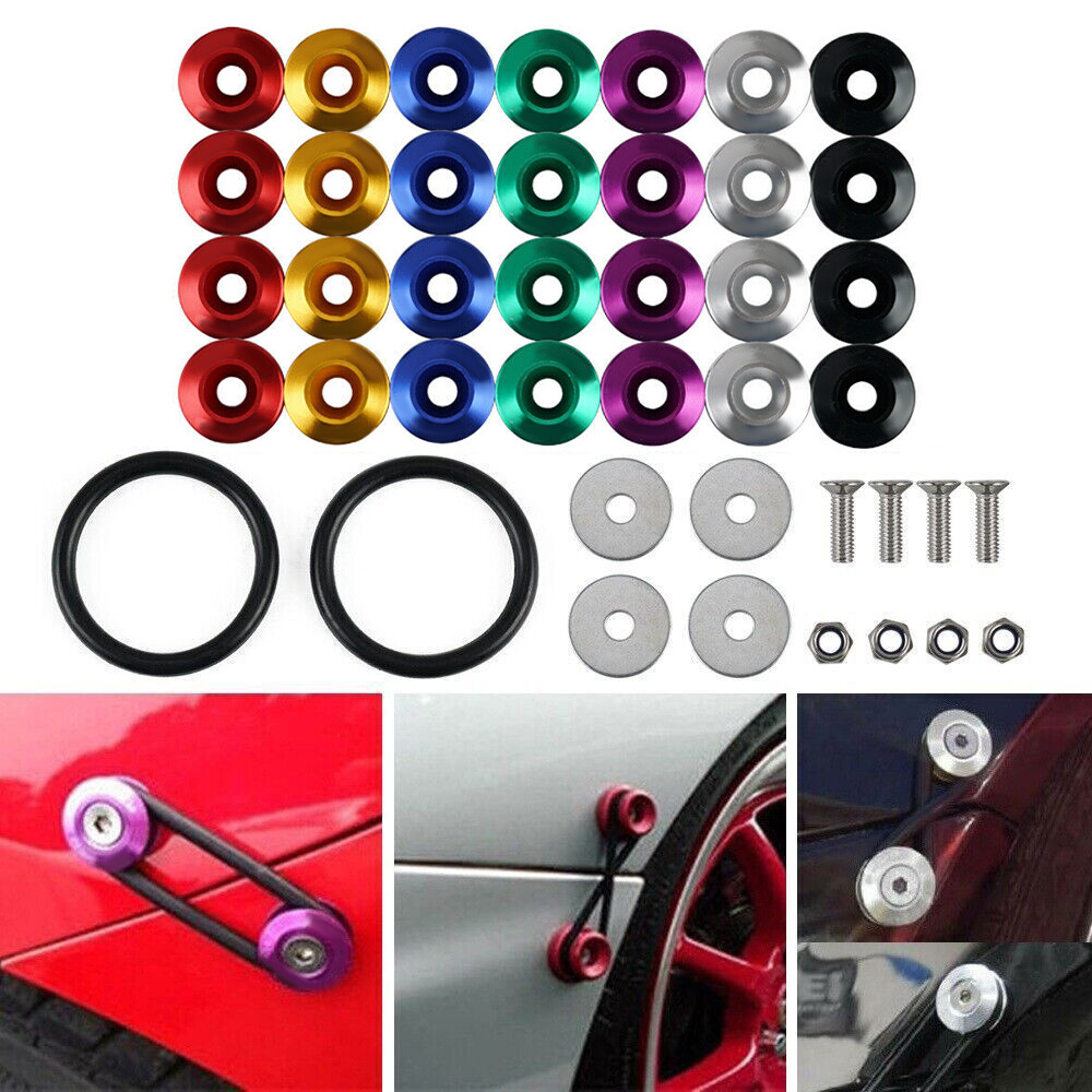 4PCS Aluminum Bumper Quick Release Fasteners Kit For Car Trunk Fender Hatch Lid - Foto 12