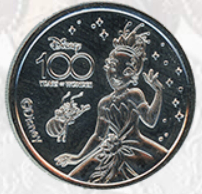 Disneyland 100th Anniversary , Medallion , 1 Coin , Tiana , Walt