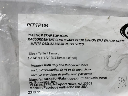 Proflo PFPTP104 Plastic Trap Slip Joint 1-1/4" 100 Series - Picture 2 of 2