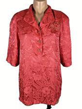 Vintage Floral Geometric 80s Christian Dior Pink Embroidered Blouse Size S