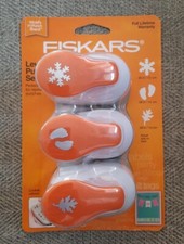 Fiskars Lever Punches Punch Set 3 Pack Snowflake Feet Leaf Confetti Catcher New
