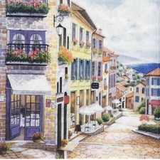 4x Single Paper Napkins for Decoupage and Party - Nouveau Bistro