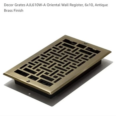 NEW Decor Grates 6''x10'' Oriental Pattern Wall Ceiling Register in Antique Brass