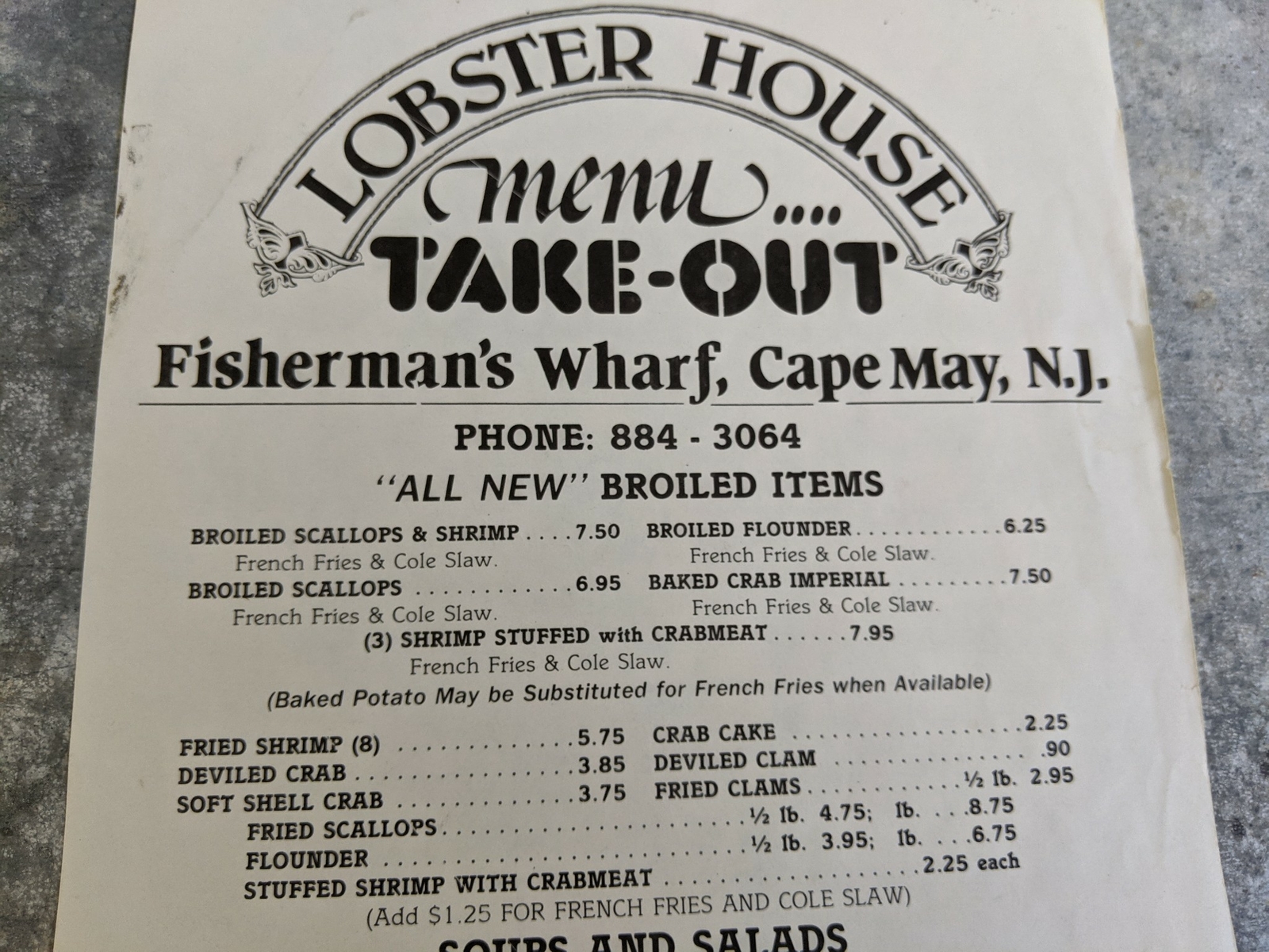 Lobster House Restaurant Vintage TakeOut Menu Cape May New Jersey eBay