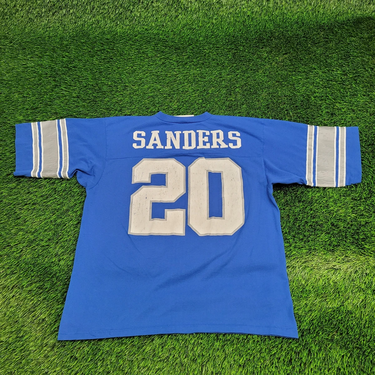 Vintage NFL Detroit Lions 20 Barry Sanders Jersey Shirt Large Blue