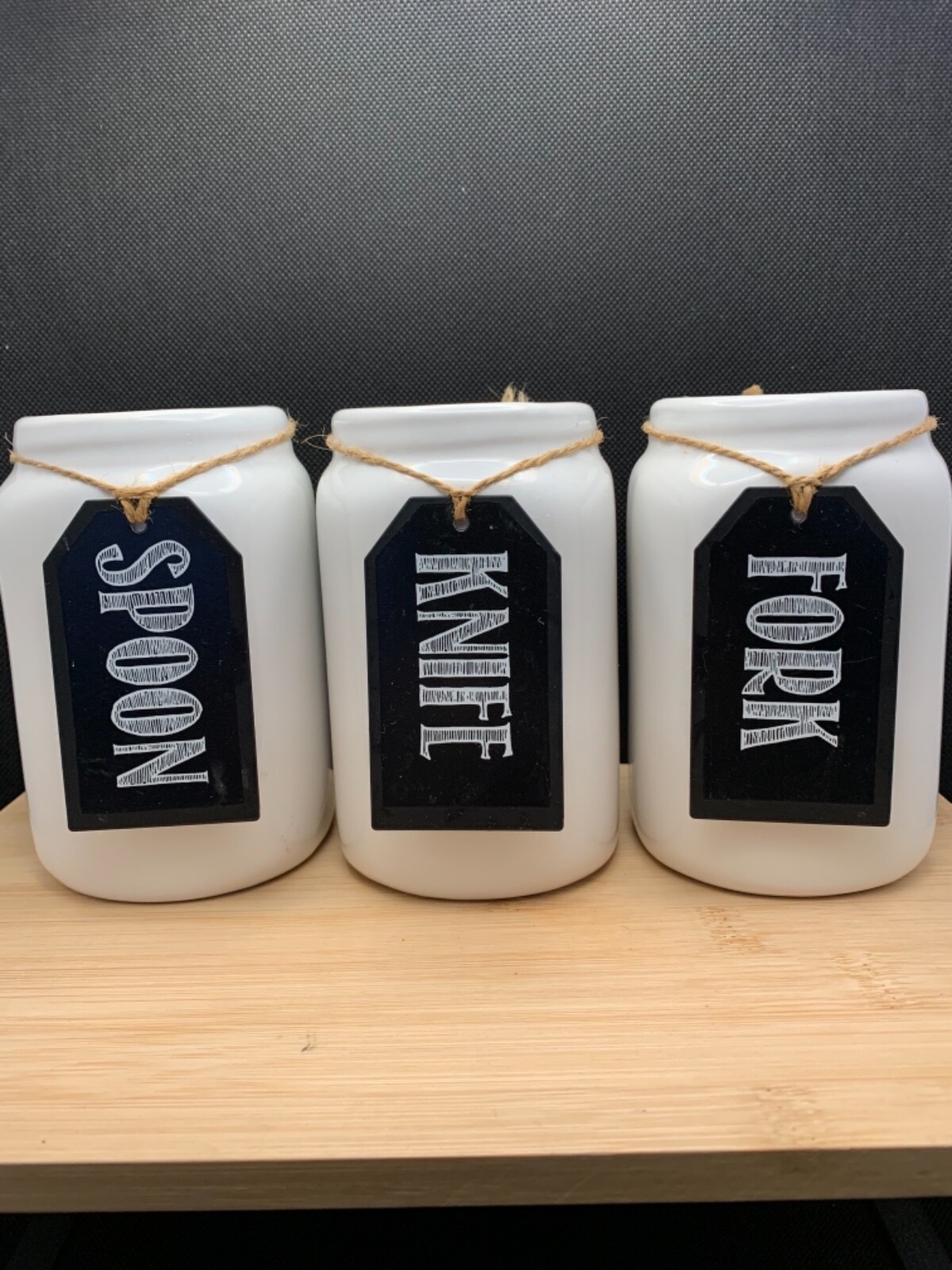 Utensil Holders Set White Ceramic For Forks Spoons Knives Table Decor No Rack