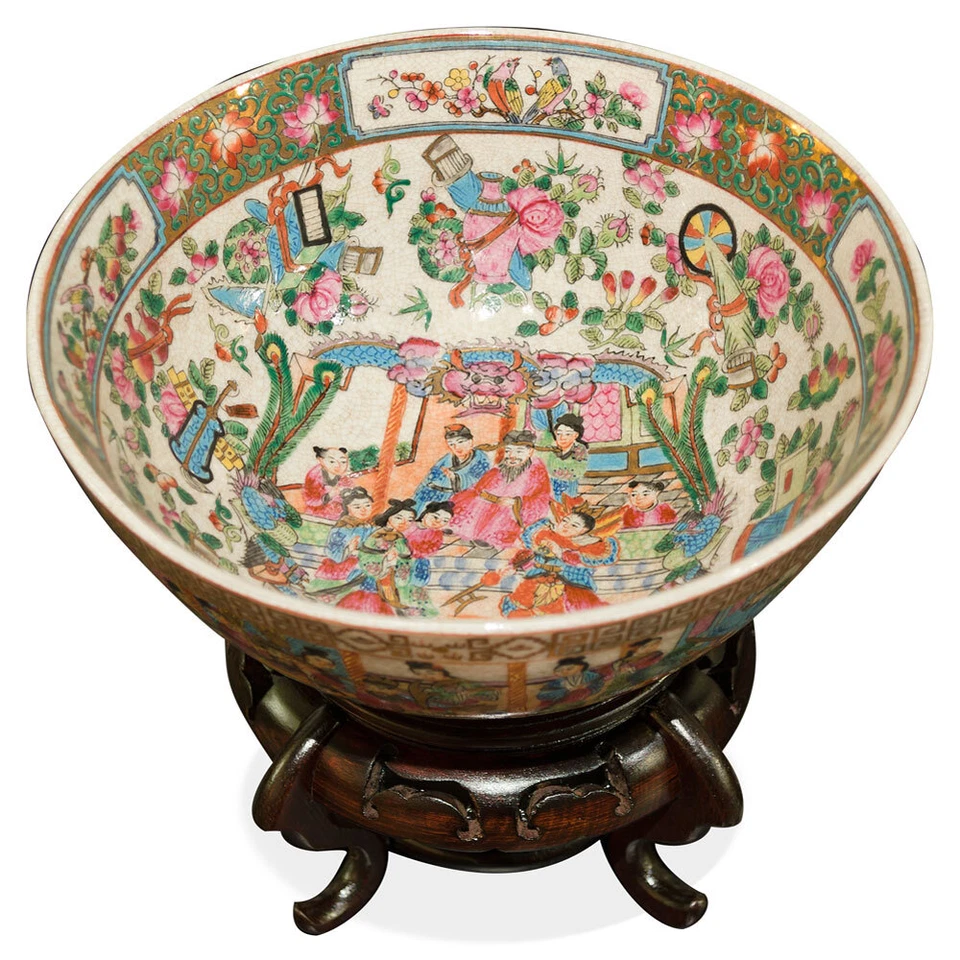 Vendedor de EE. UU. - Cuenco de porcelana chino Rose Canton de 8 pulgadas Foto 2 de 2