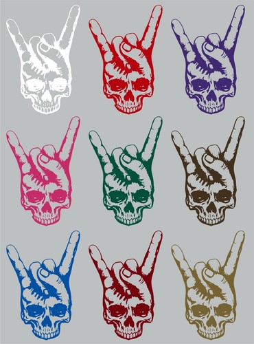Skull Hand Horns Rock N Roll Heavy Metal DIO Window Vinyl Decal Sticker - Foto 2 di 2