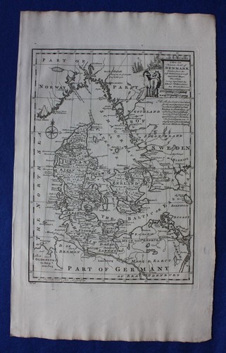 Original antique map DENMARK, 'A New and Accurate map of Denmark', E Bowen, 1747 - Picture 2 of 5