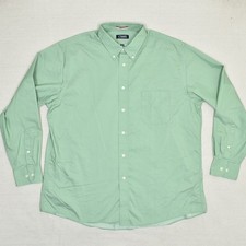 Chaps Men Button Down Shirt Long Sleeve Cotton Green Size 17-17.5 Wrinkle Free