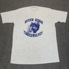 Wolf Print Graphic T-shirt Adul XL Velva Sheen River Ridge Timber wolves