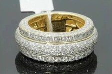 2 CT Round Cut Moissanite Men's Wedding Band Ring 14K Yellow Gold Plated