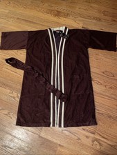 William John Men  s Velour Bath Robe w/ belt One Size Plum Tan NOS RARE find