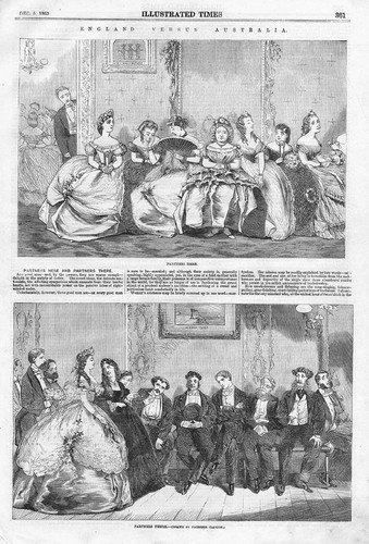 ENGLAND v AUSTRALIA Partners Here Partners There - Antique Print 1863
