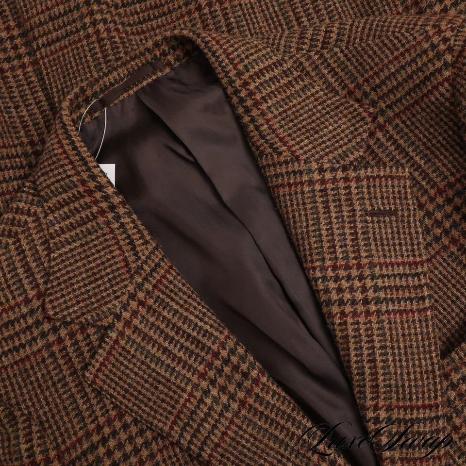 LNWOT Sartoria Carrara NMWA Brown Multi Prince of Wales Shaggy Tweed Jacket 52 L - Image 4 of 4