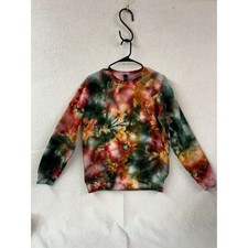 Size Small Gildan Softstyle Midweight Tie Dye Sweatshirt Green Red Yellow Crew
