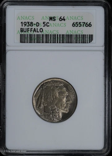 1938-D 5C Buffalo Nickel ANACS MS 64 | Uncirculated UNC BU