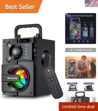 Portable Bluetooth Speaker with Subwoofer  RGB Lights for Outdoor Fun