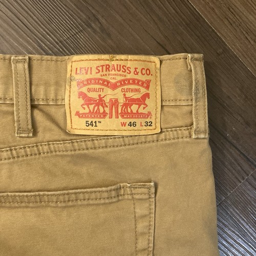 Pantalones de mezclilla para hombre Levi's 541 46x31 marrón cremallera lisa atlética ciudad ropa de trabajo informal - Imagen 7 de 13