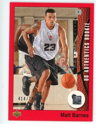   2002-03 Upper Deck UD Authentics Matt Barnes Rookie #93 /799 SP ROOKIE Cavs