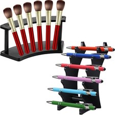 Anberky 2 Pieces Plastic Pen Holder Stand, 6-Slots 2 Kinds Vertical and Black