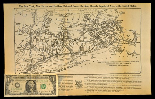 Antique NEW YORK NEW HAVEN & HARTFORD Railroad Map New Haven RR Map Vintage - Picture 2 of 10