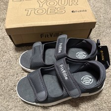 FitVille Men  s 10W Easy Top Recovery Diabetic Sandals V3 Adjustable Strap Gray