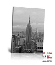 Empire State Building Framed Canvas Wall Art for 18"L x 24"W Grey and white